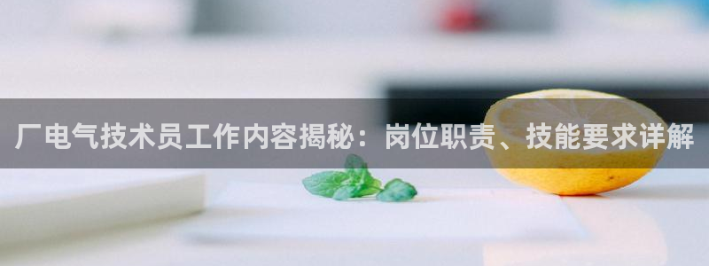 凯发平台网址：厂电气技术员工作内容揭秘：岗位职责、